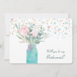 Pastel Confetti Mason Jar Bridesmaid Invite Einladung