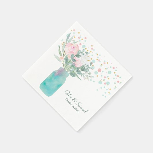 Pastel Confetti Mason Jar Wedding Serviette (Ecke)