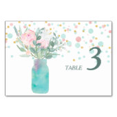 Pastel Confetti Mason Jar Wedding Table Tischnummer (Vorderseite)
