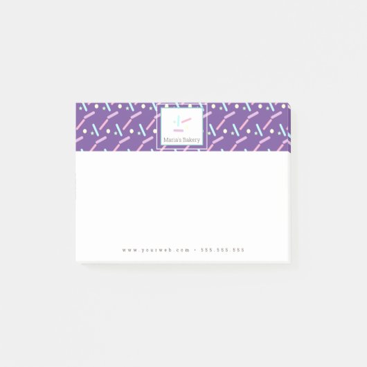 Pastel Confetti Sprinkles Bakery Cake Logo Post-it Klebezettel (Vorderseite)