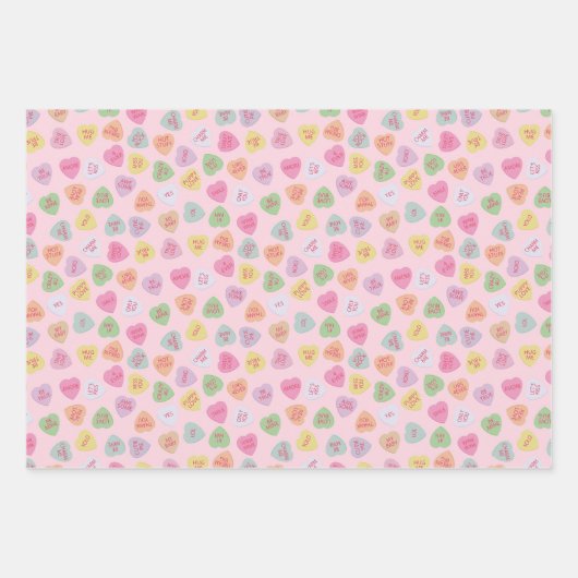 Pastel Conversation Candy Hearts Gift Wrap Geschenkpapier Set (Vorderseite 3)