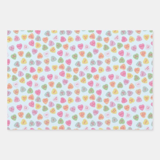 Pastel Conversation Candy Hearts Gift Wrap Geschenkpapier Set (Vorderseite 2)