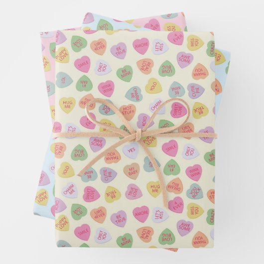 Pastel Conversation Candy Hearts Gift Wrap Geschenkpapier Set (Beispiel)
