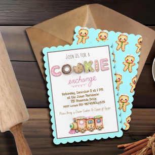 Pastel-Cookie-Austausch-Einladung, Weihnachtsback- Einladung