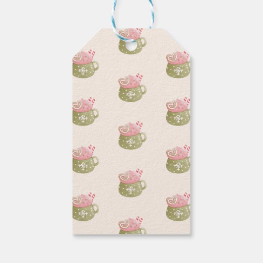 Pastel Cookie Cocoa Tasse Frohe Weihnachten Geschenkanhänger (Rückseite)