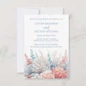 Pastel Coral-Beach Hochzeitsthema Einladung (Vorderseite)