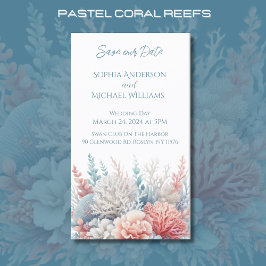 Pastel Coral- Beach Wedding-Save the Date- Visitenkarte