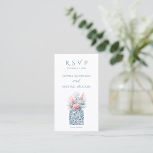 Pastel Coral-Beach Wedding-UAWG-QR-Code- Visitenkarte