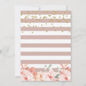 Pastel Coral Floral Gold Cross Girl Taufe Einladung (Rückseite)