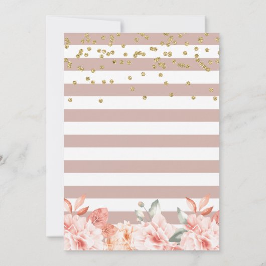 Pastel Coral Floral Gold Cross Girl Taufe Einladung (Rückseite)