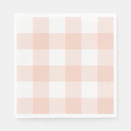 Pastel Coral Gingham Kariert Serviette (Vorderseite)