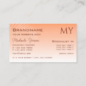 Pastel Coral Gradient and Palm Leaf mit Monogramm Visitenkarte (Rückseite)