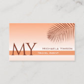 Pastel Coral Gradient and Palm Leaf mit Monogramm Visitenkarte (Vorderseite)