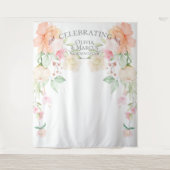 Pastel Coral Ivory Peonies Wedding Hintergrund Wandteppich (Vorderseite)