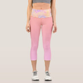 Pastel Coral Pink Gradient Iridescent Leopard Capri Leggings (Vorderseite)