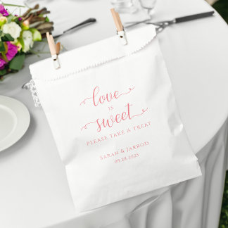 Pastel Coral Pink Süße Leckerei Hochzeit Geschenktütchen