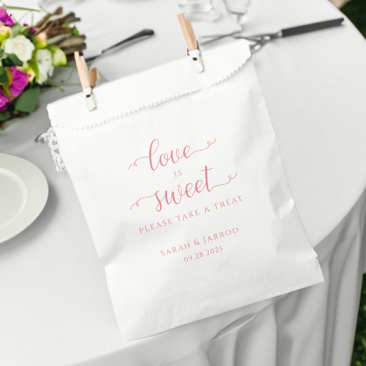 Pastel Coral Pink Süße Leckerei Hochzeit Geschenktütchen