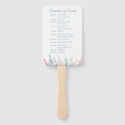 Pastel Coral Reef Beach Hochzeitsprogramm Fächer (Rückseite)