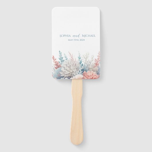 Pastel Coral Reef Beach Hochzeitsprogramm Fächer (Vorderseite)