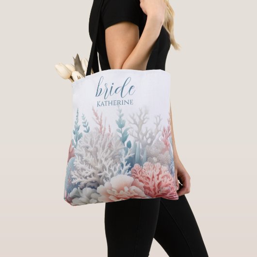 Pastel Coral Reef Beach Wedding-Bridal- Tasche (Von Nahem)