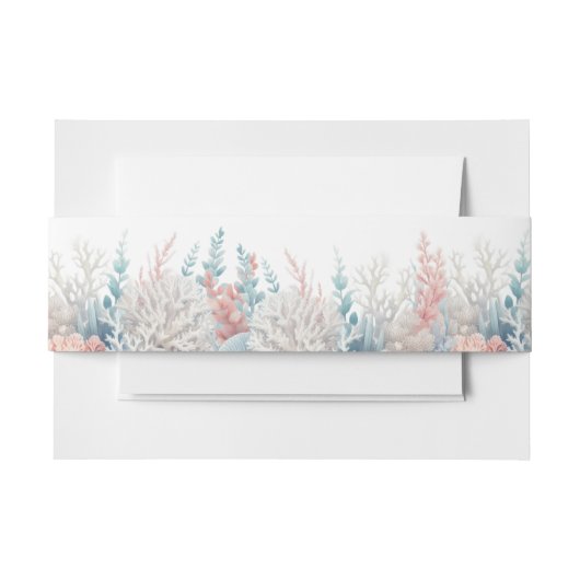 Pastel Coral Reef Beach Wedding- Einladungsbanderole (Vorderseite Beispiel)