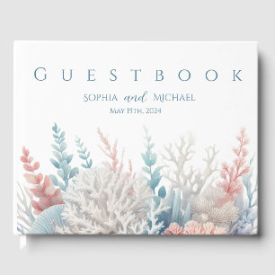Pastel Coral Reef-Beach Wedding Guest Book Gästebuch