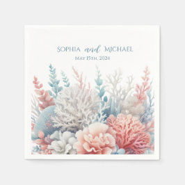 Pastel Coral Reef Beach Wedding - Napkins Serviette