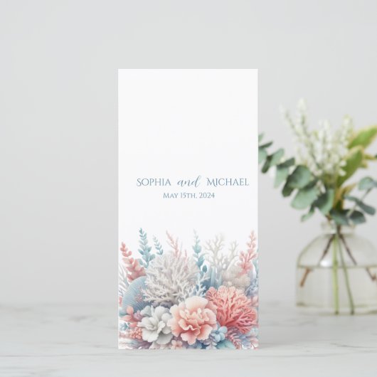 Pastel Coral Reefs - Hochzeitsprogramm am Strand - (Stehend Vorderseite)