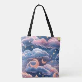 Pastel Coral Sky Blue Moon Coastal Aesthetic Tasche