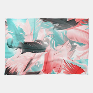Pastel Coral Teal Feather Geschirrtuch