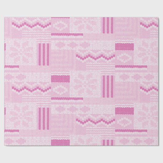 Pastel Cosy Pink Fair Isle Winter Strick Weihnacht Geschenkpapier (Flach)