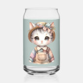 Pastel-Cotattecore-Katze in Overalls & Strohhut Dosenglas (Vorderseite)