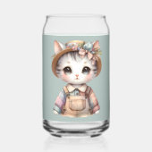 Pastel-Cotattecore-Katze in Overalls & Strohhut Dosenglas (Rückseite)