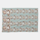 Pastel-Cotattecore-Katze in Overalls & Strohhut Geschirrtuch (Horizontal)