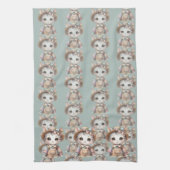 Pastel-Cotattecore-Katze in Overalls & Strohhut Geschirrtuch (Vertikal)