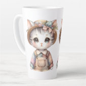 Pastel-Cotattecore-Katze in Overalls & Strohhut Milchtasse (Linke Ecke)