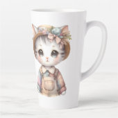 Pastel-Cotattecore-Katze in Overalls & Strohhut Milchtasse (Rechts)