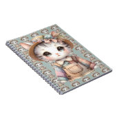 Pastel-Cotattecore-Katze in Overalls & Strohhut Notizblock (Rechte Seite)