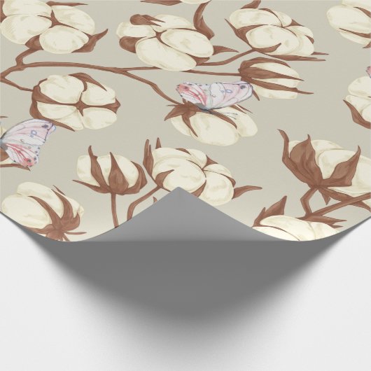 Pastel Cotton Blume und Schmetterlinge Botanische Geschenkpapier (Ecke)