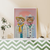Pastel Cowboy Cats Trendy Wall Art Poster drucken