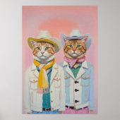 Pastel Cowboy Cats Trendy Wall Art Poster drucken (Vorne)