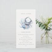 Pastel Crab Coral Nautical Brautparty Einladung (Stehend Vorderseite)