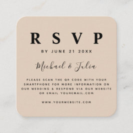 Pastel Cream Beige QR Code Wedding RSVP Chic Begleitkarte