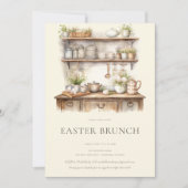 Pastel Cream & Brown Vintage Kitchen Easter Brunch Einladung (Vorderseite)