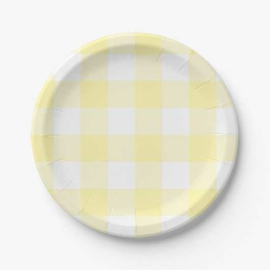 Pastel Cream Gingham Kariertes Muster Pappteller (Vorderseite)