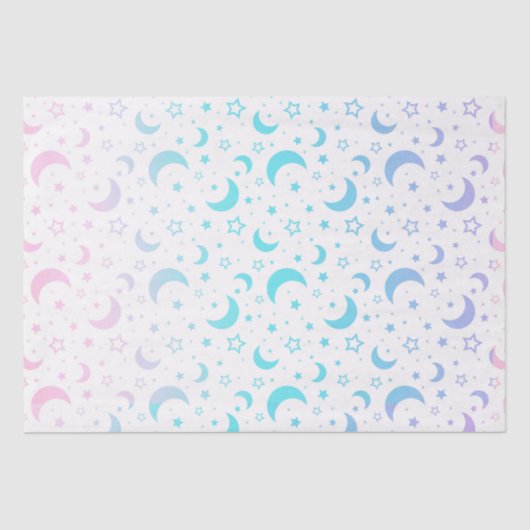 Pastel Crescent Moons and Stars Halloween Seidenpapier (Vorderseite)