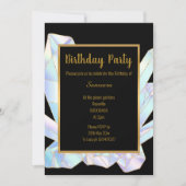 PASTEL CRYSTAL BIRTHDAY PARTY BLACK GOLD EINLADUNG (Vorderseite)