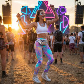 Pastel Crystal Geometric Holographic Leggings