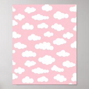 Pastel Cumulus Wolken ästhetische Weiß- und Rosa K Poster