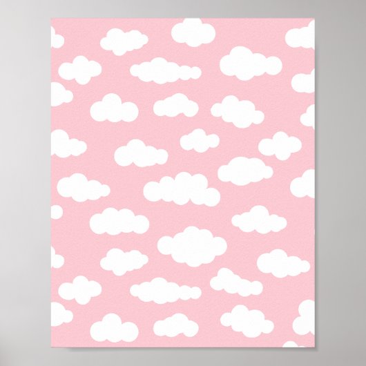 Pastel Cumulus Wolken ästhetische Weiß- und Rosa K Poster (Vorne)